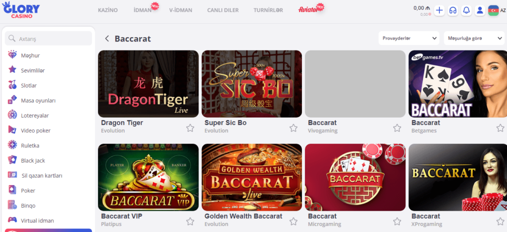 Glory Casino Azərbaycan ən maraqlı kart oyunlarını əlçatan edir